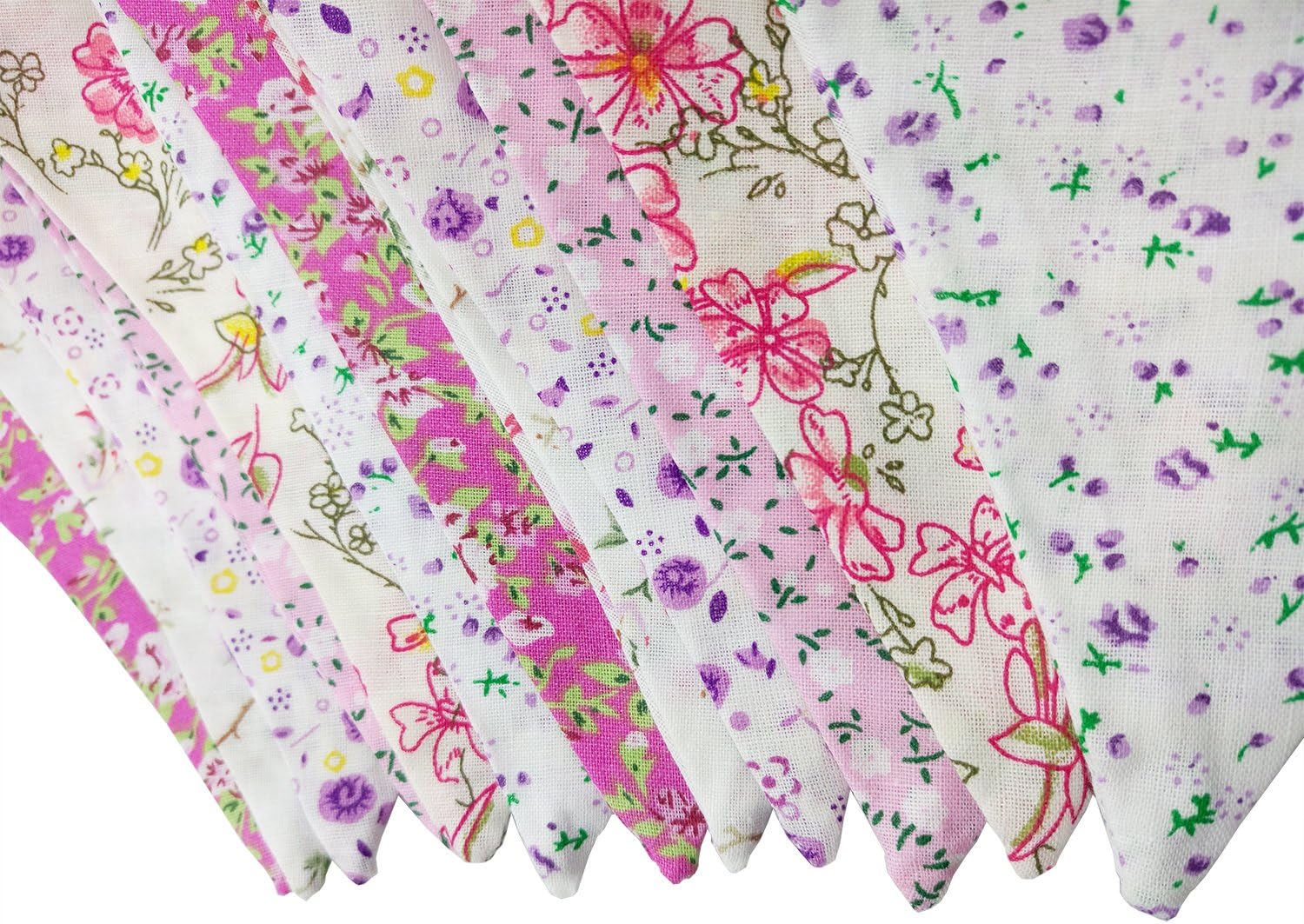 LOVENJOY Pink Floral 100% Cotton Bunting Banner for Girls Shabby Chic Wedding Birthday Decoration - Image 4