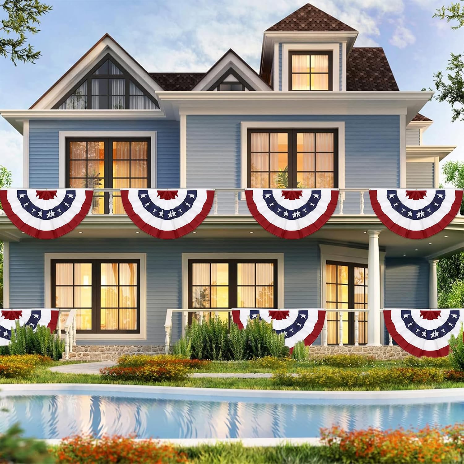 4PCS 3x6 Ft American Pleated Fan Flag, Patriotic Half Fan Bunting Flag | Large Patriotic Fan Flags for 4th of July, Memorial Day, and America'S 250th Anniversary Celebrations Decorations - Image 5