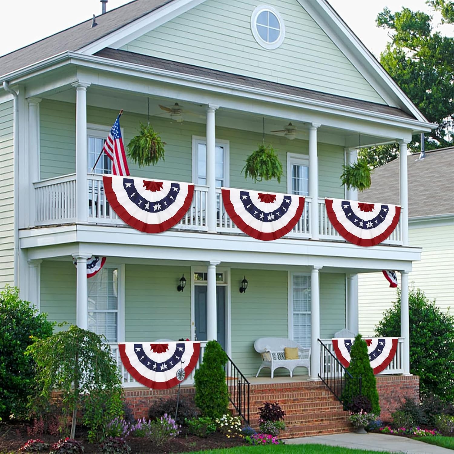 4PCS 3x6 Ft American Pleated Fan Flag, Patriotic Half Fan Bunting Flag | Large Patriotic Fan Flags for 4th of July, Memorial Day, and America'S 250th Anniversary Celebrations Decorations - Image 6