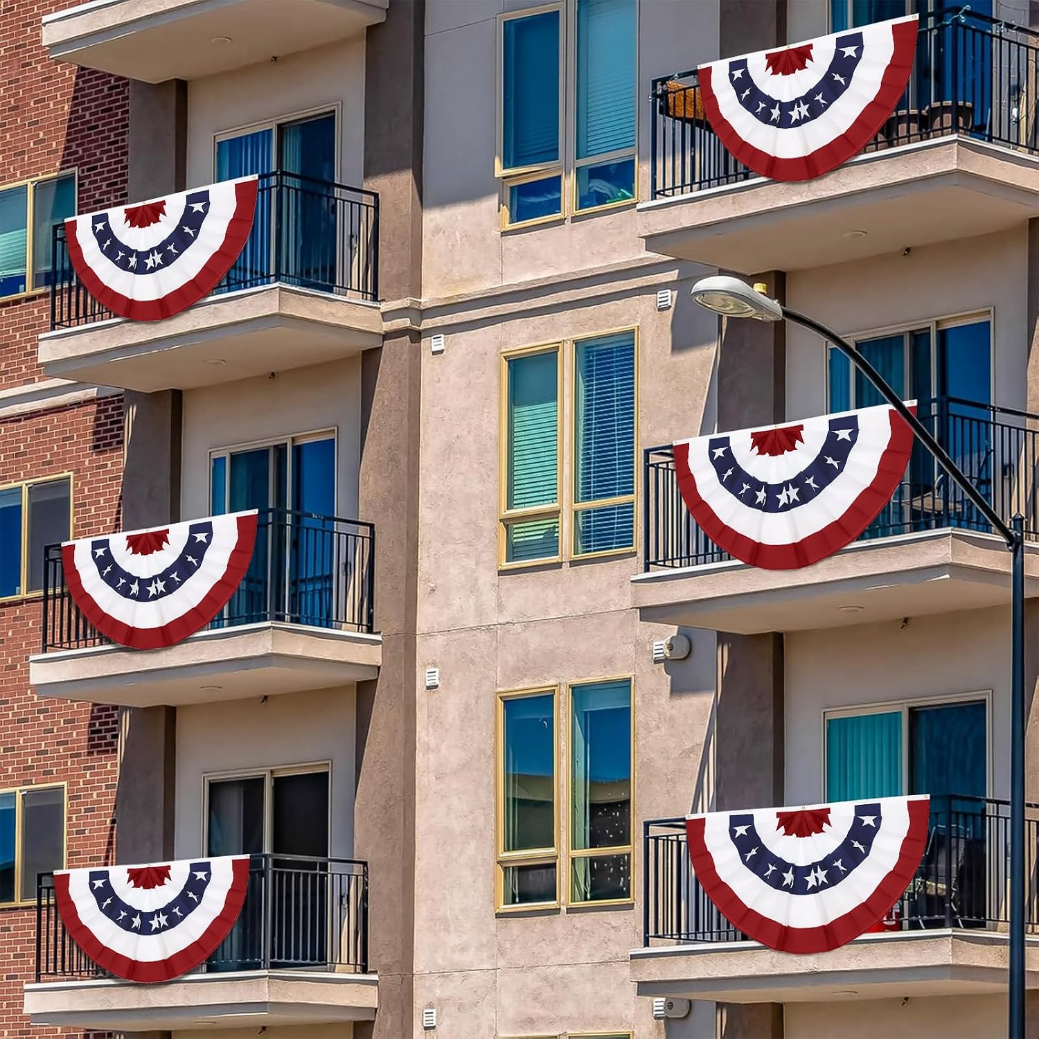 4PCS 3x6 Ft American Pleated Fan Flag, Patriotic Half Fan Bunting Flag | Large Patriotic Fan Flags for 4th of July, Memorial Day, and America'S 250th Anniversary Celebrations Decorations - Image 7
