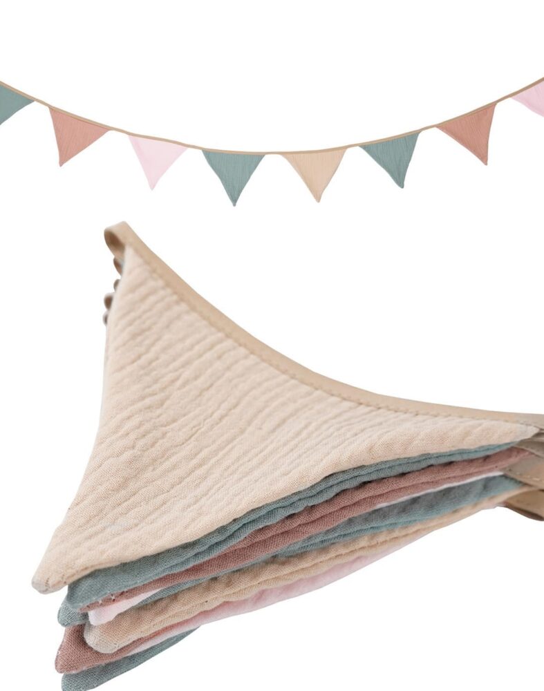 Pennant Banner Bunting Flags Multicolor, Garland Triangle Banners Fabric for Boho Shower Wedding Party Decorations Nursery Playroom Decor(Pastel)
