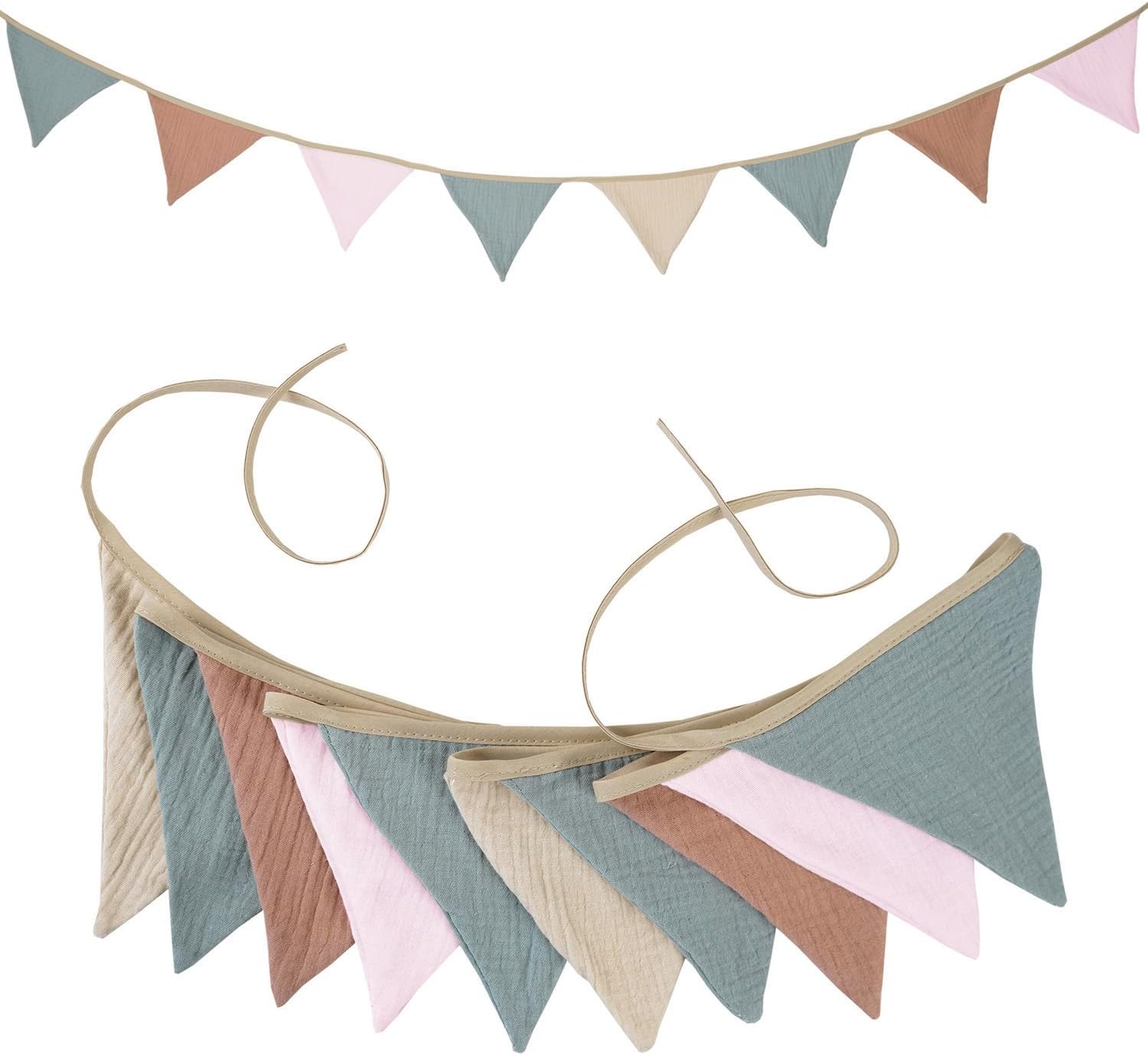 Pennant Banner Bunting Flags Multicolor, Garland Triangle Banners Fabric for Boho Shower Wedding Party Decorations Nursery Playroom Decor(Pastel) - Image 4