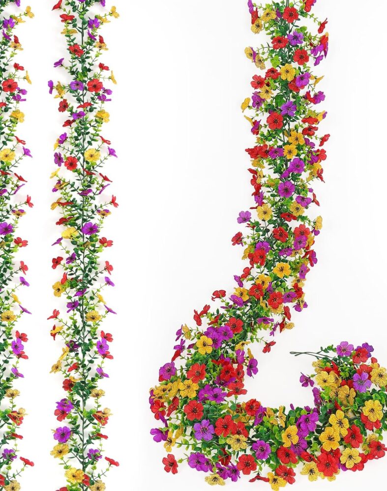 Artificial Flower Garland 2 Pack Summer Wildflower Floral Garland | 5.9FT UV Resistant Fake Daisy Floral Vines Silk Hanging Wild Flower Garland for Home Mantle Garden Wedding Backdrop Decor